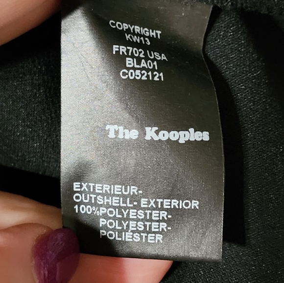 KOOPLES black Satin Trimmed Mini Shift Dress Wednesday Adams Goth size large - Picture 5 of 6